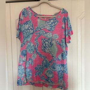 Lilly Pulitzer Pink and Blue Seashell Top